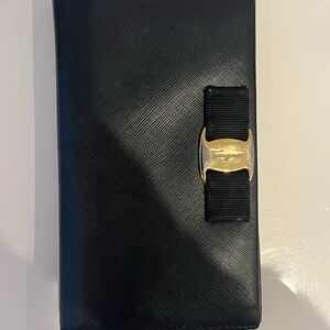 Salvatore Ferragamo Black Wallet with Gold Accent